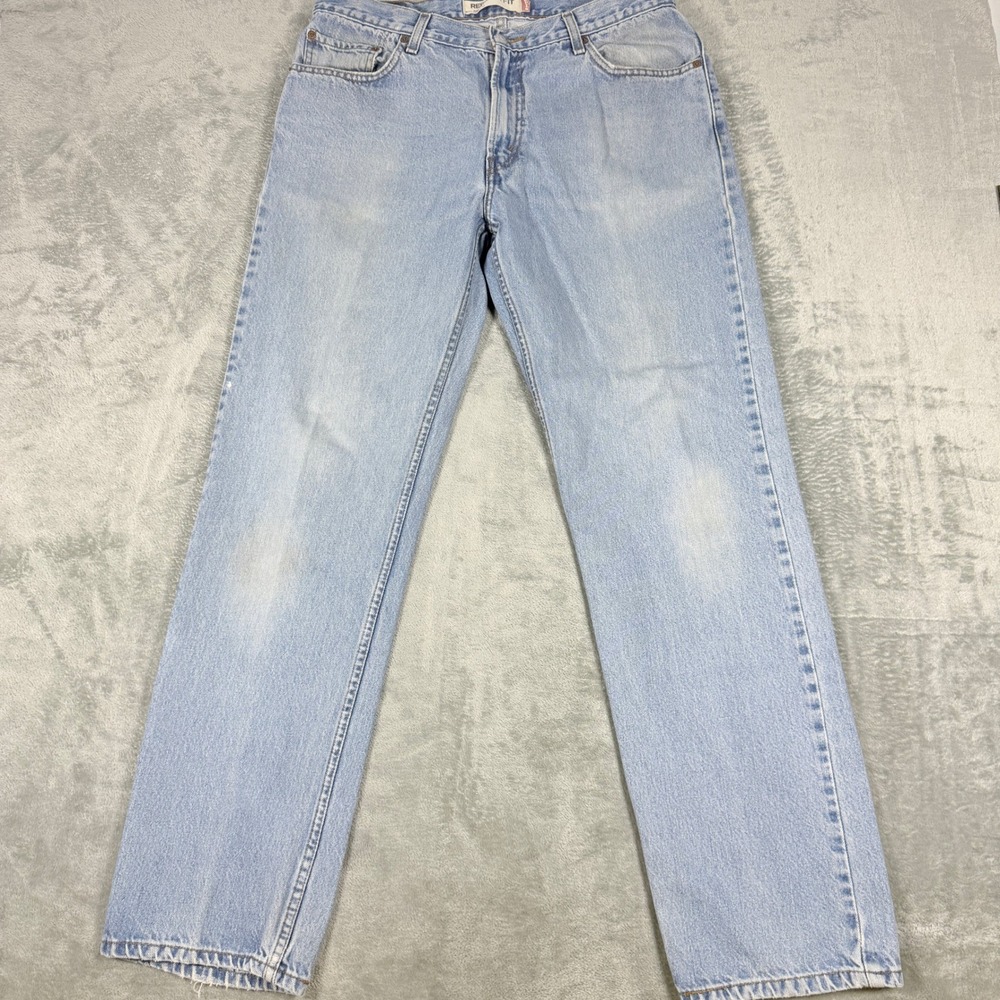 Levis Mens 36x34 Y2K 505 Regular Fit Light Wash Straight Leg Denim Jeans